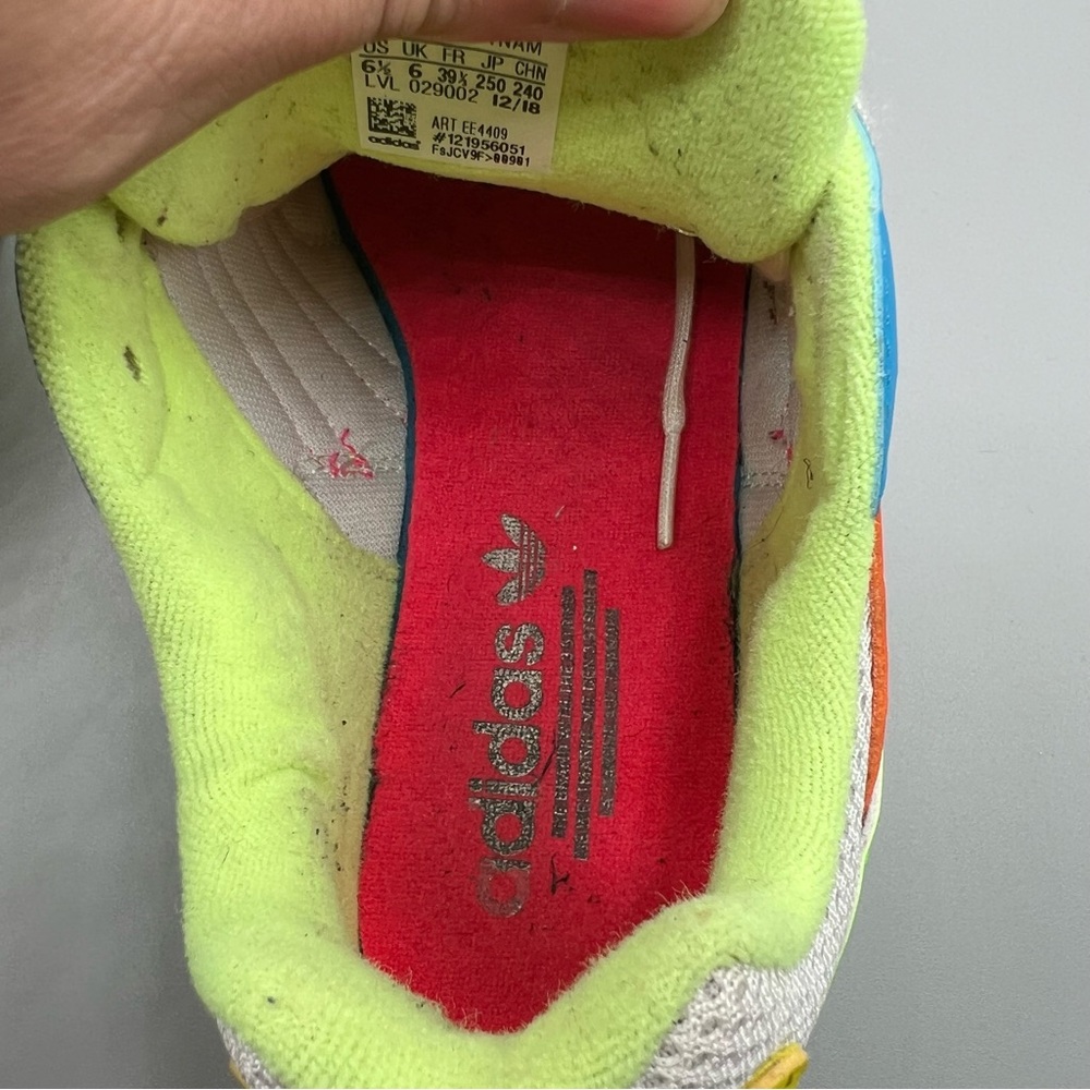 adidas Kids Neon Multicolor Sneakers - White, Neon Green, Yellow, Red, Blue - Picture 6 of 7